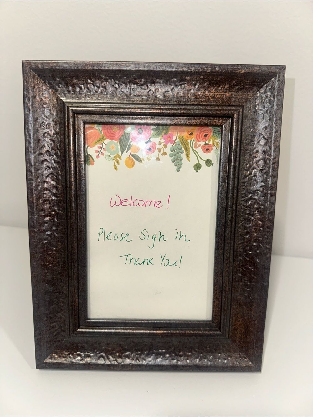 Brass Finish Indented Design 4 x 6 Hang Both Ways or Desk Top Picture Frame